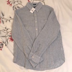 J. Crew Striped Slim 100% Linen Button Down (NWT)